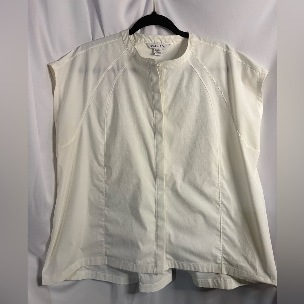 Athleta White Poplin Blouse Plus Size